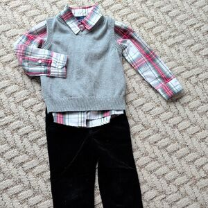 Andy & Evan Pink Plaid Shirt with Gray Vest